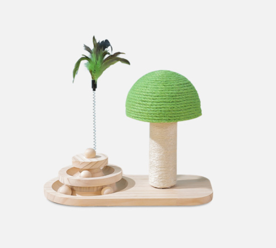 ForestPlay - Wooden Cat Tree with Sisal Ball Toys | Scratch & Play Haven