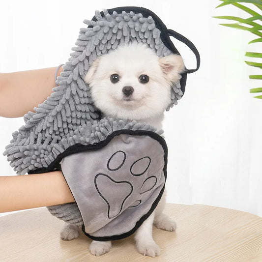 PawDry - Microfiber Pet Towel with Hand Pockets | Fast and Efficient Drying for Your Furry Friend