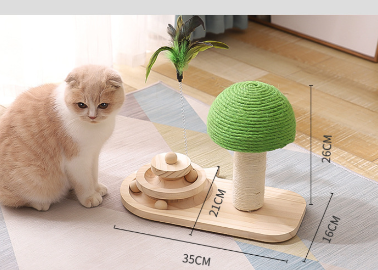 ForestPlay - Wooden Cat Tree with Sisal Ball Toys | Scratch & Play Haven