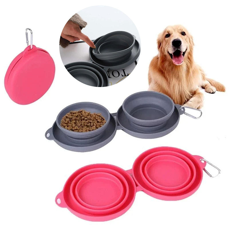 FlexiFeast - Foldable Double Pet Feeding Bowl | The Perfect Companion for Feeding On the Go!