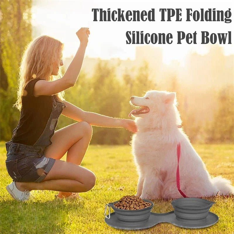 FlexiFeast - Foldable Double Pet Feeding Bowl | The Perfect Companion for Feeding On the Go!