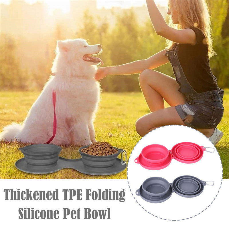 FlexiFeast - Foldable Double Pet Feeding Bowl | The Perfect Companion for Feeding On the Go!