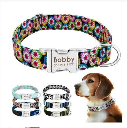 TailorTag - Personalized Dog Collar | Adjustable Nylon with Custom Engraving Nameplate and Optional Leash Set