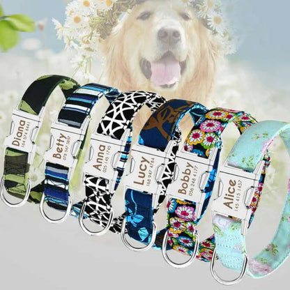 TailorTag - Personalized Dog Collar | Adjustable Nylon with Custom Engraving Nameplate and Optional Leash Set