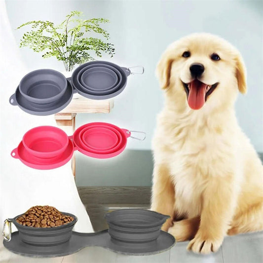 FlexiFeast - Foldable Double Pet Feeding Bowl | The Perfect Companion for Feeding On the Go!